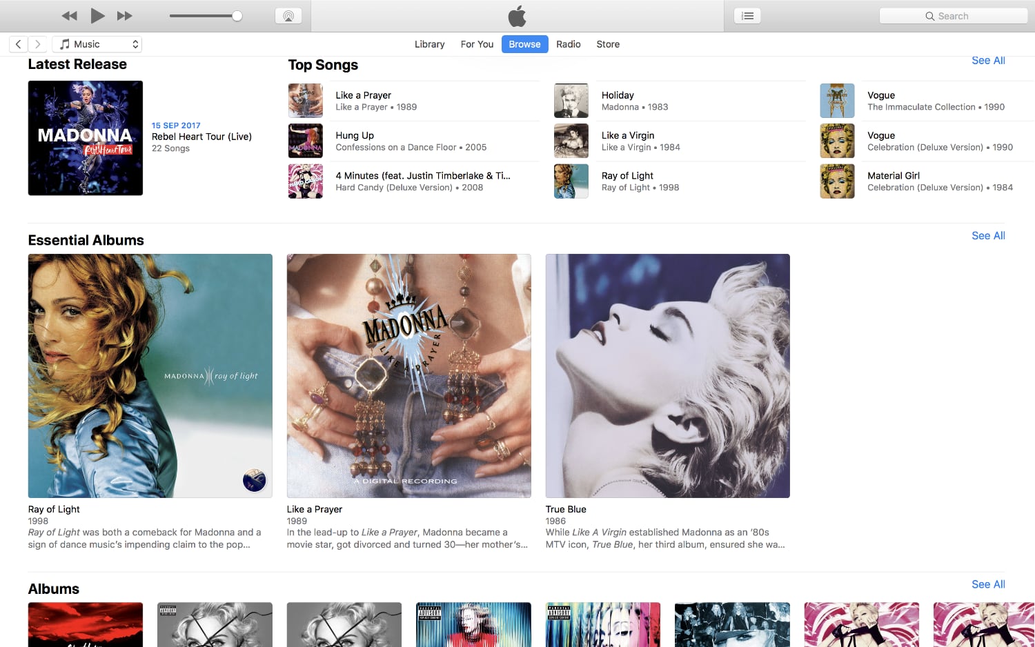 Madonna Artist Page Redesign Apple Music