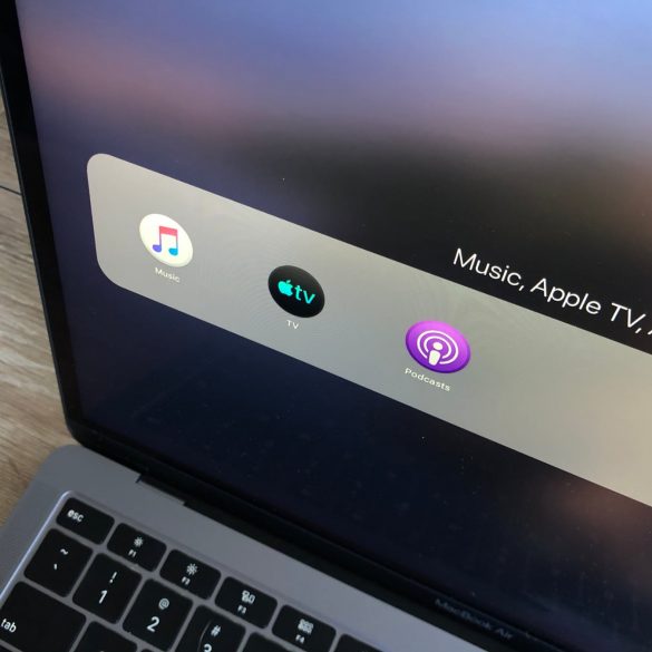 Apple Music Apple TV and Apple Podcasts App on new MacBook Air with macOS Catalina