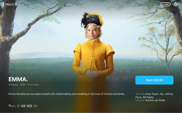 EMMA film on Apple TV app Australia