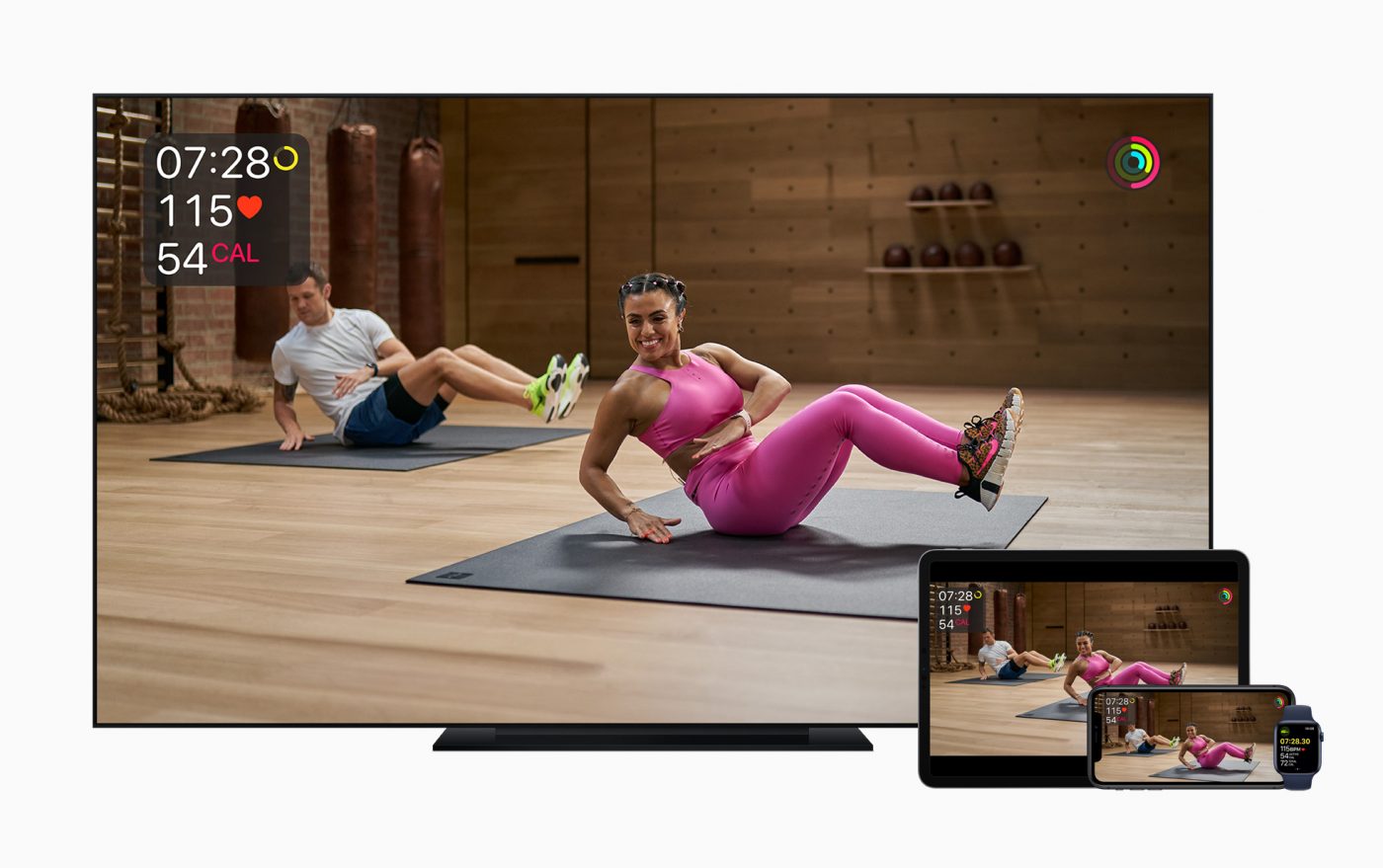 Apple Fitness Plus on Apple TV iPad Pro and iPhone