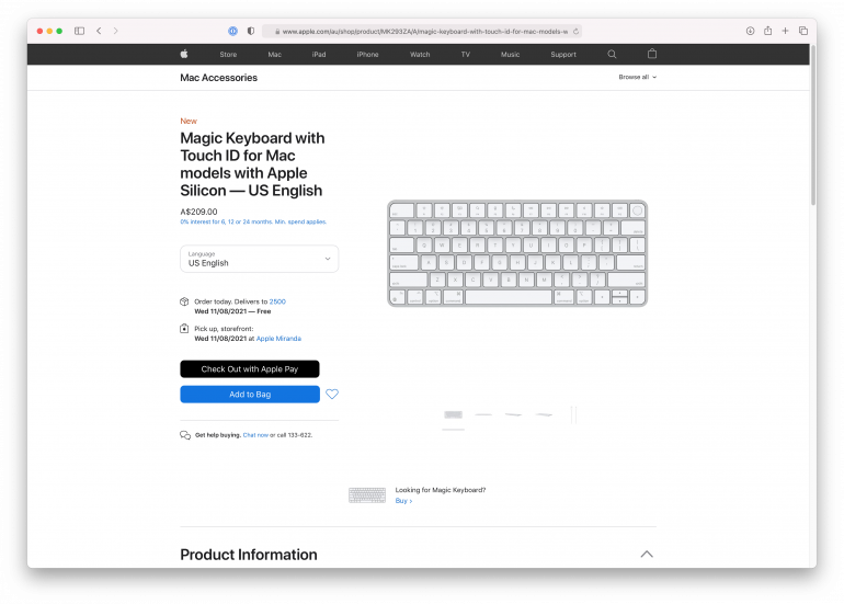Apple Magic Keybord with Touch ID on Apple online